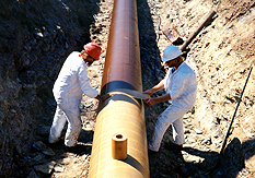 Trenton Guard-Wrap being applied to a pipeline
