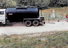 Fill-Coat #1 being delivered to a jobsite via tank truck